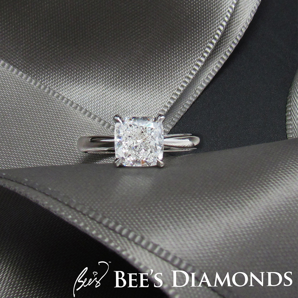Cushion shape solitaire engagement ring | Four prongs